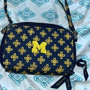 Vera Bradley Blue and Yellow Michigan Floral Crossbody Bag